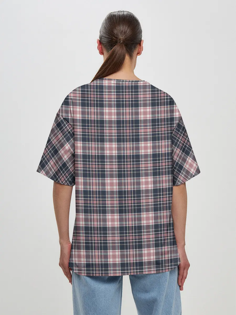 Женская футболка оверсайз / Клеточный узор