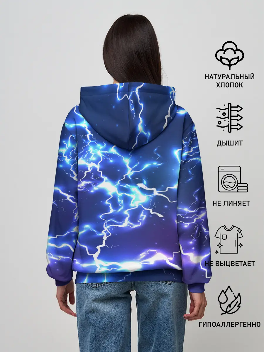 Женское худи / СВЕТЯЩИЕСЯ МОЛНИИ | NEON FLASH