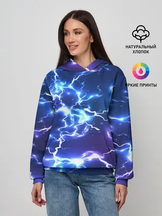 Женское худи / СВЕТЯЩИЕСЯ МОЛНИИ | NEON FLASH