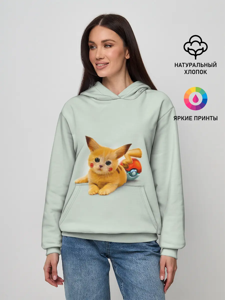 Женское худи / Котенок покемон пикачу арт