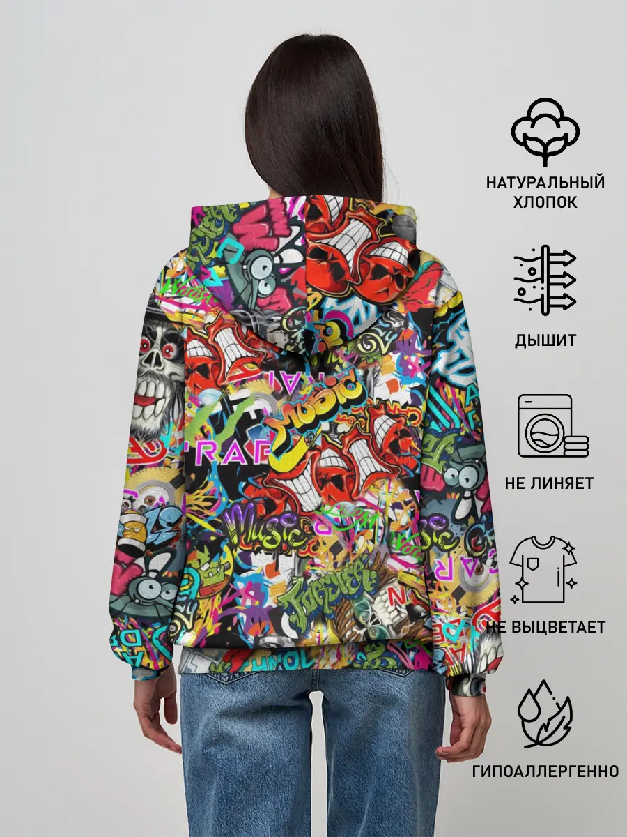 Женское худи / Граффити. Крейзи мьюзик