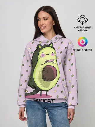 Женское худи / Авокадо Кот