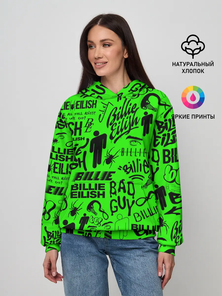 Женское худи / BILLIE EILISH | БИЛЛИ АЙЛИШ LOGOBOMBING
