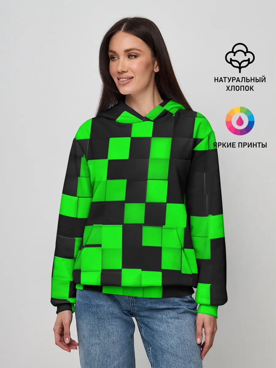 Женское худи / ЗЕЛЕНЫЕ КУБИКИ