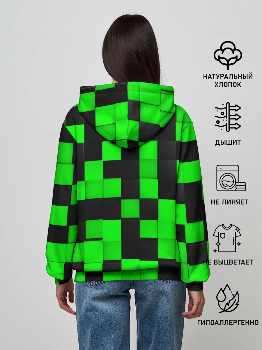 Женское худи / ЗЕЛЕНЫЕ КУБИКИ
