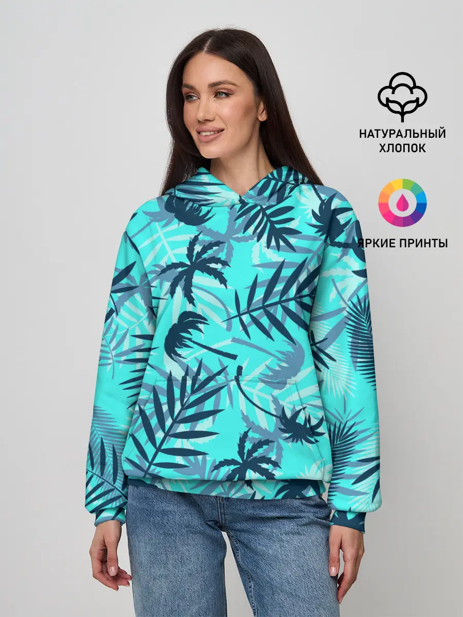 Женское худи / ТРОПИЧЕСКИЕ ПАЛЬМЫ.