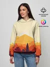 Женское худи / Горы закат пейзаж лиса арт