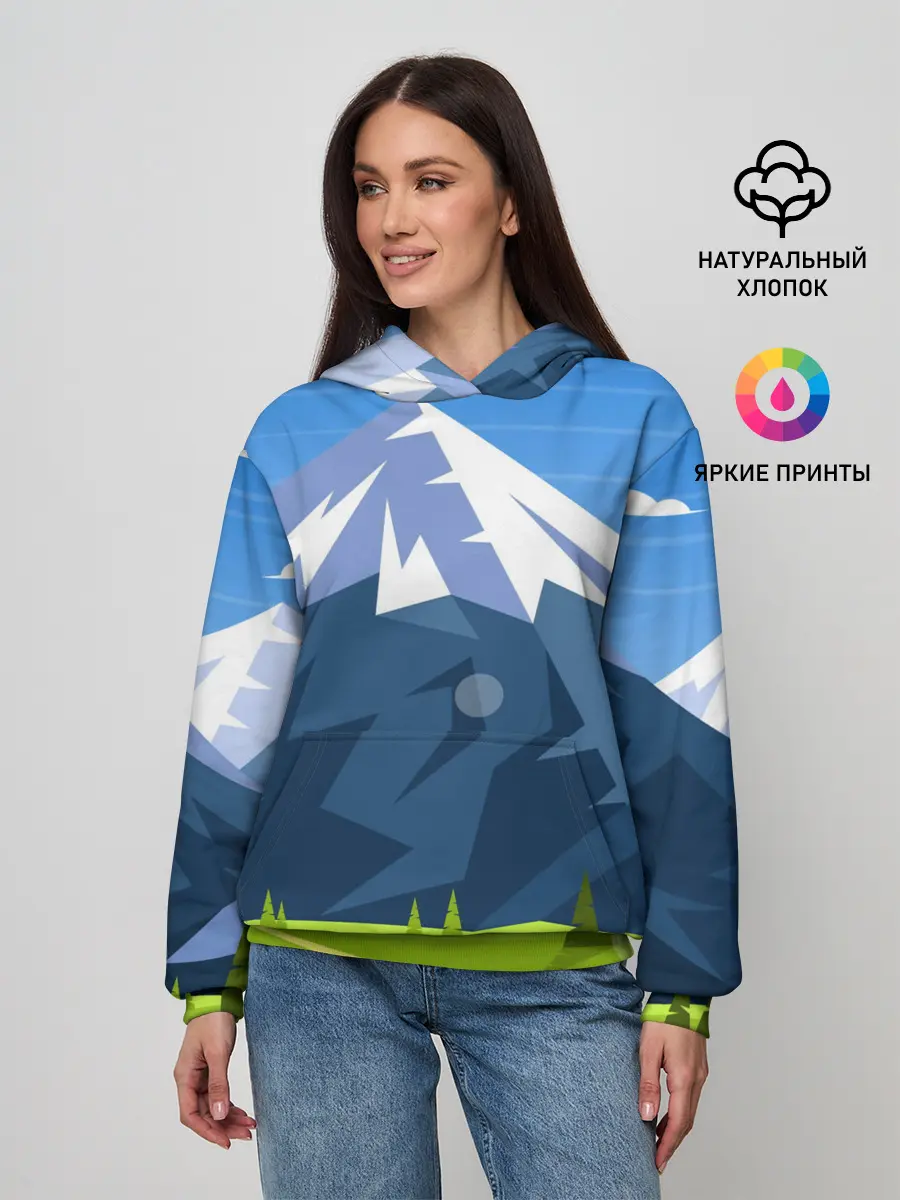 Женское худи / Горы пейзаж природа вектор