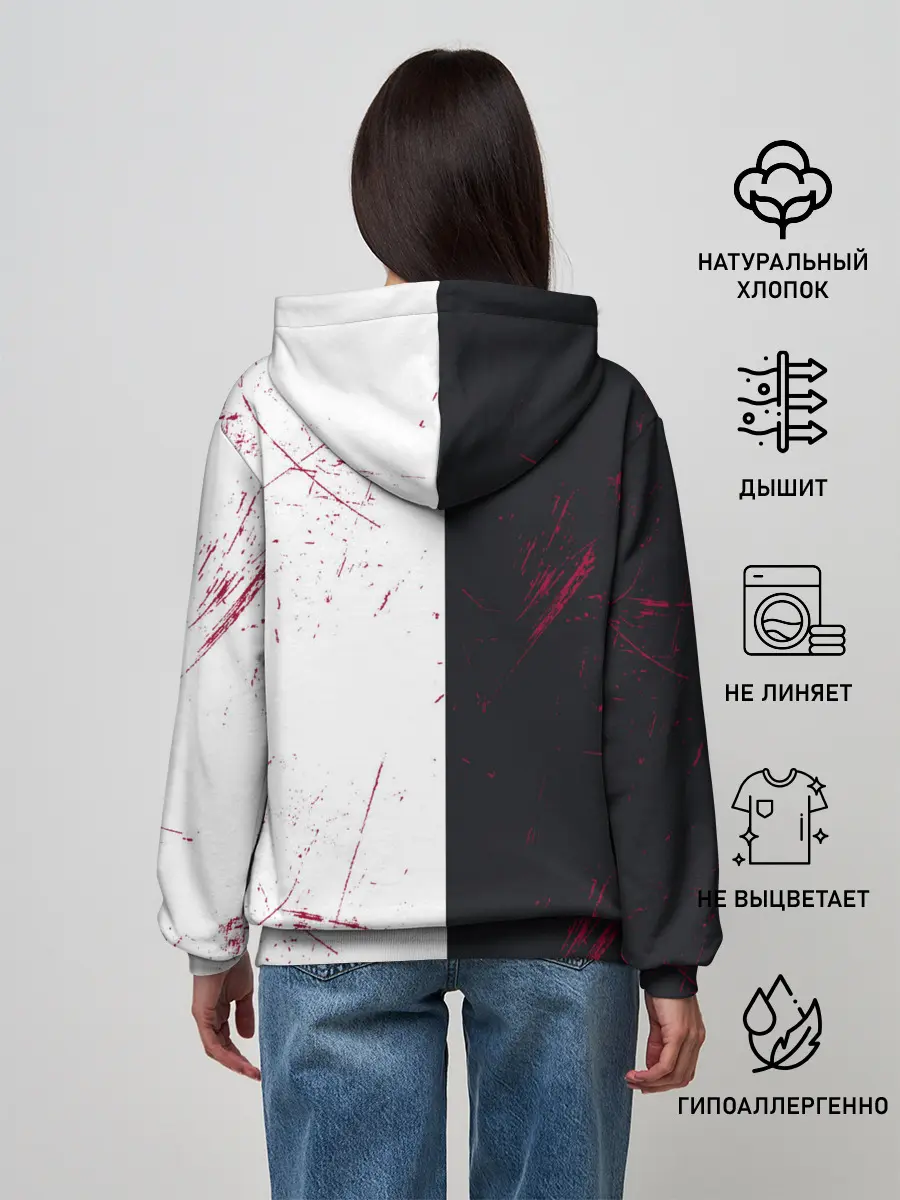 Женское худи / monokuma с пупком и иероглифами