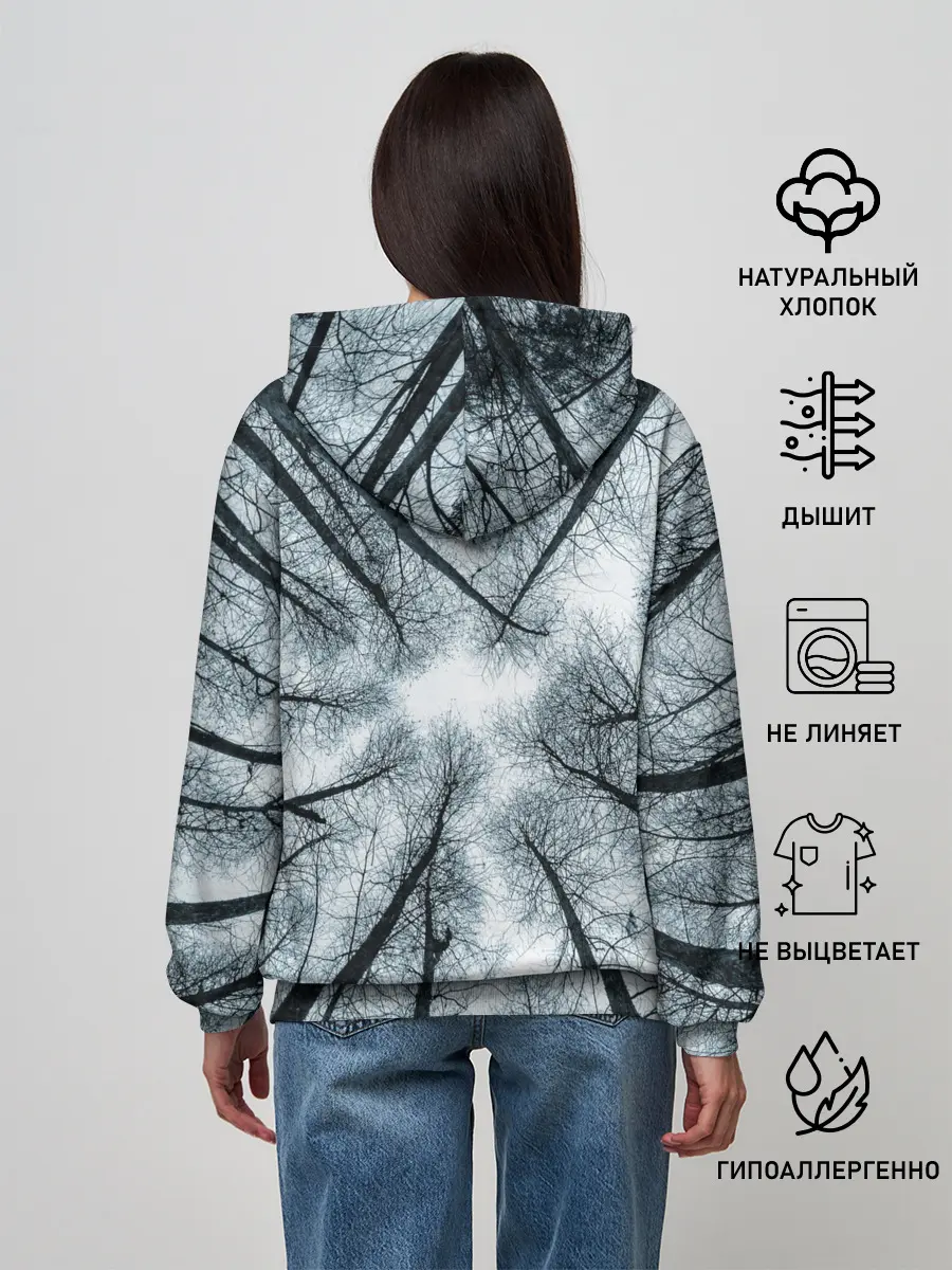 Женское худи / Деревья вид снизу мрачный