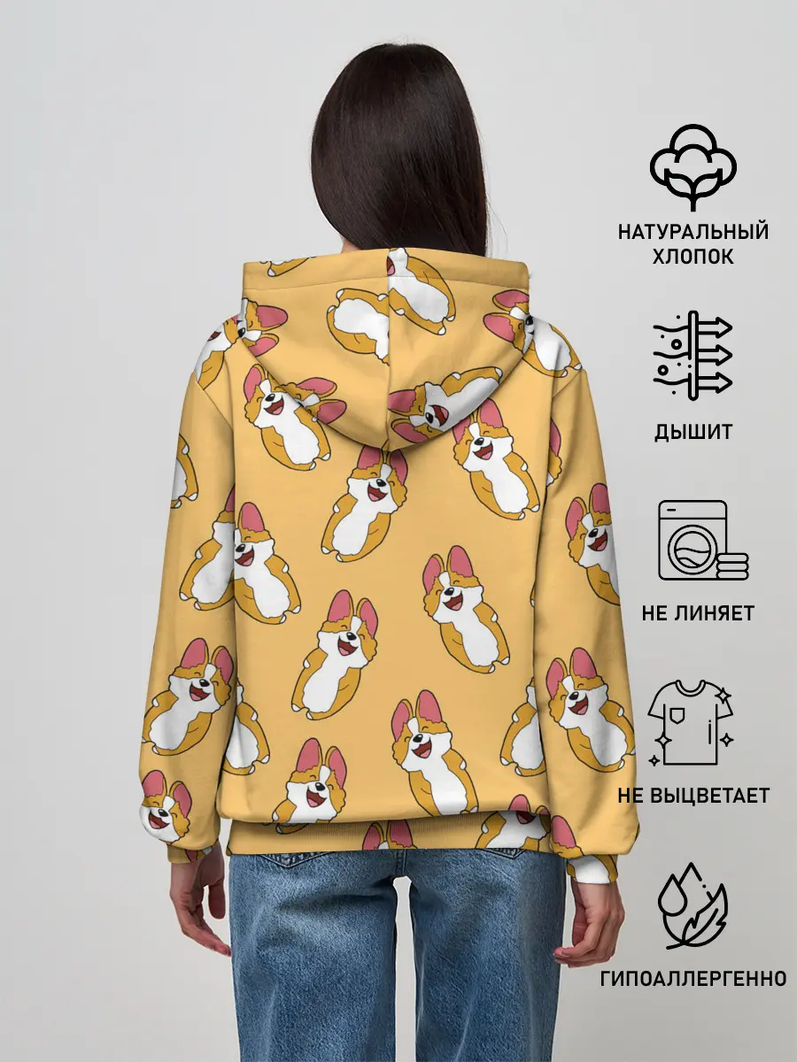 Женское худи / Радость Корги паттерн