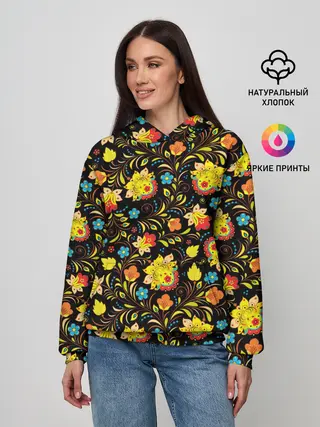 Женское худи / Яркая Хохлома