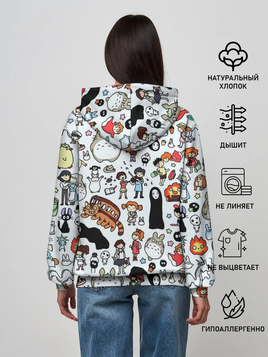 Женское худи / Персонажи Миядзаки паттерн