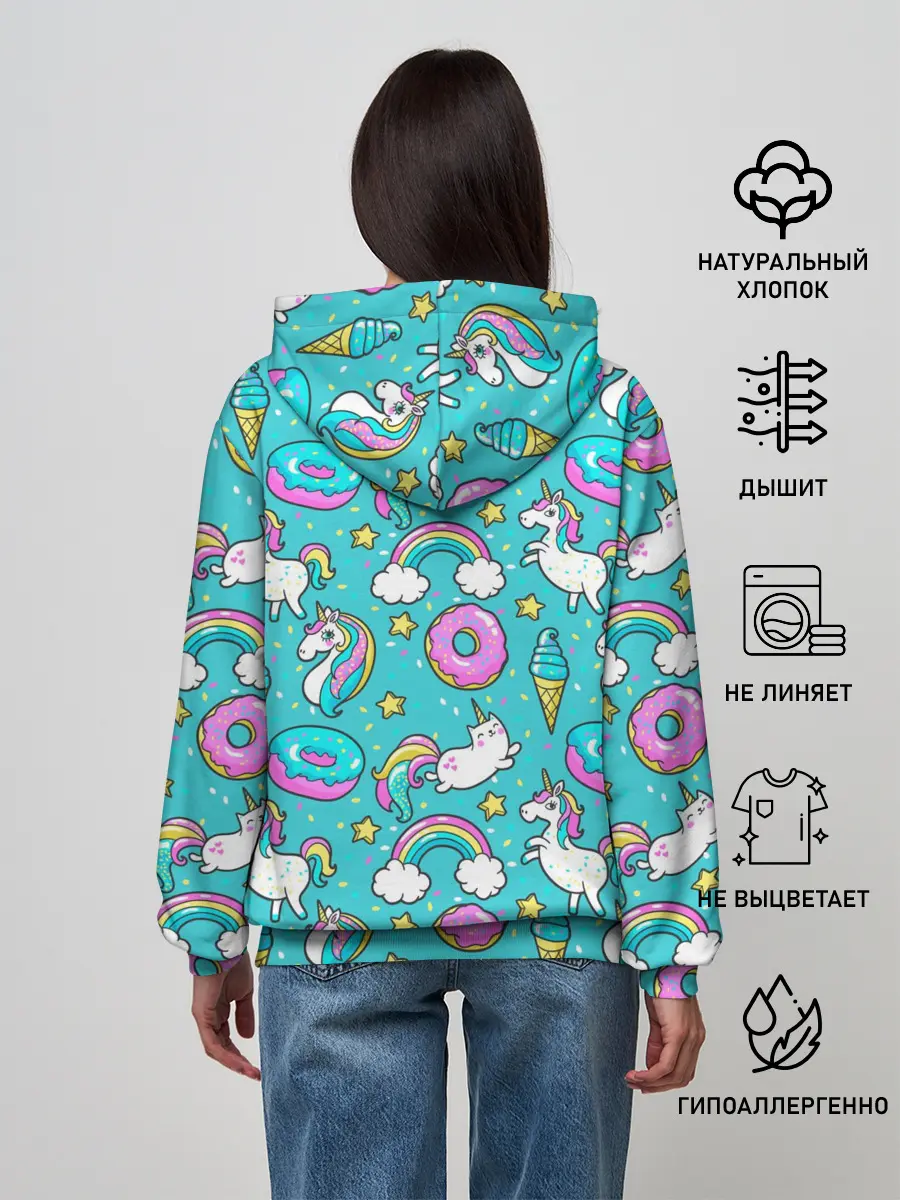 Женское худи / Turquoise unicorn