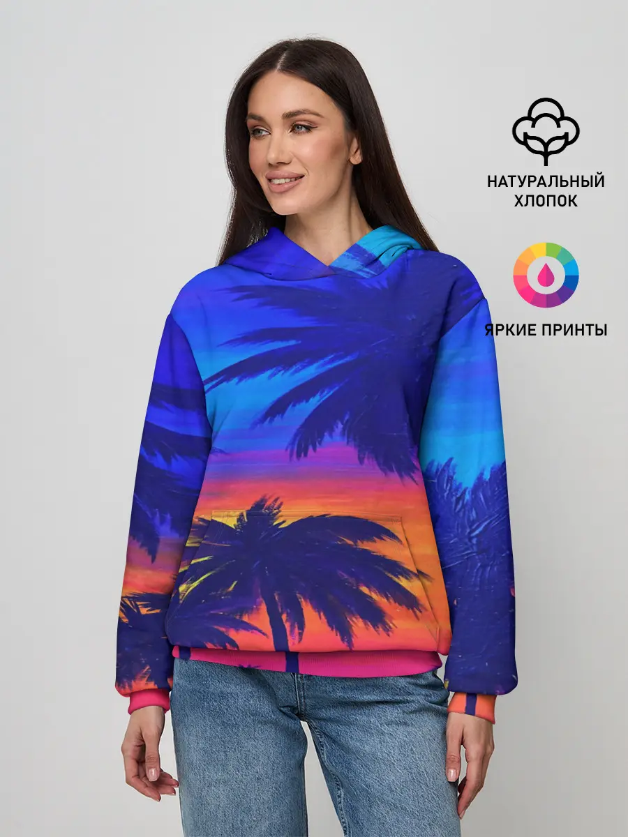 Женское худи / ТРОПИКИ НЕОН