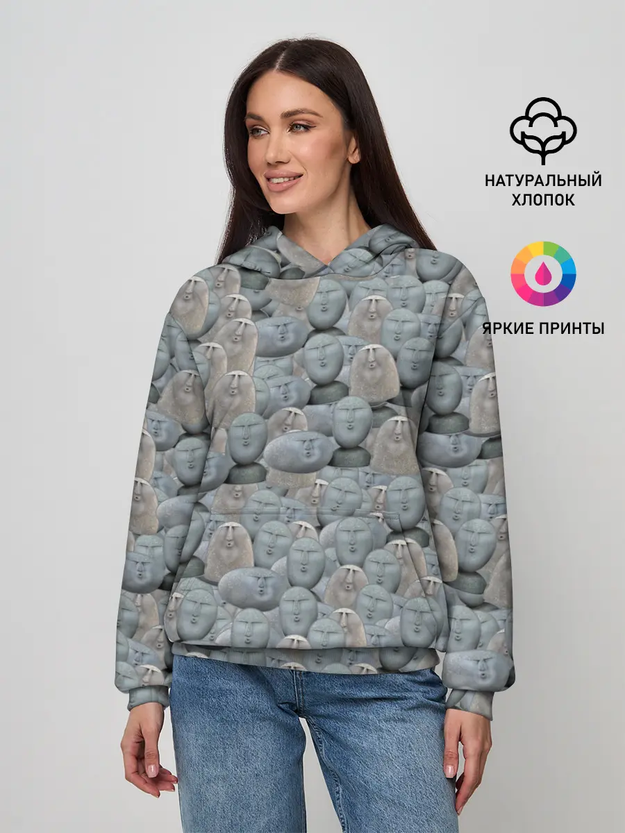 Женское худи / Каменные лица 3D МЕМ 2020