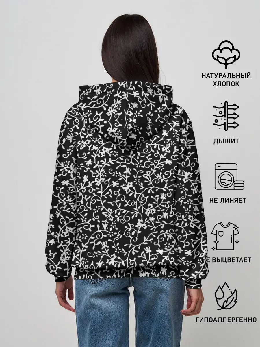 Женское худи / Узоры Черно-белые