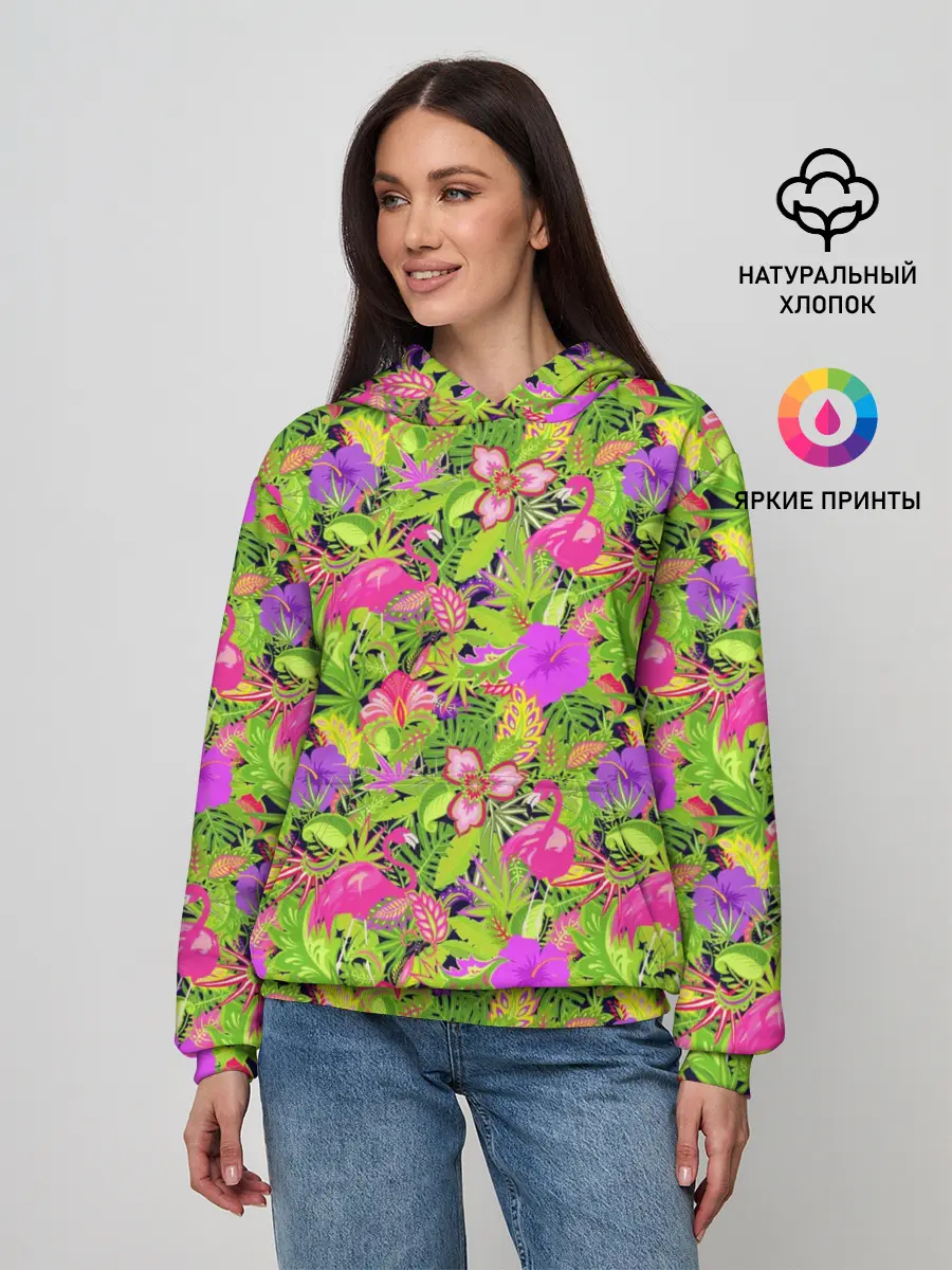 Женское худи / Flamingo | Tropical