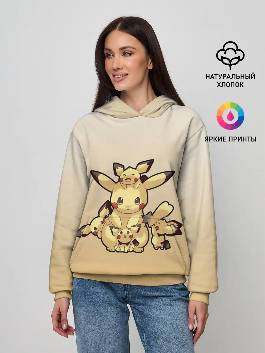 Женское худи / Семейство Пикачу мило арт
