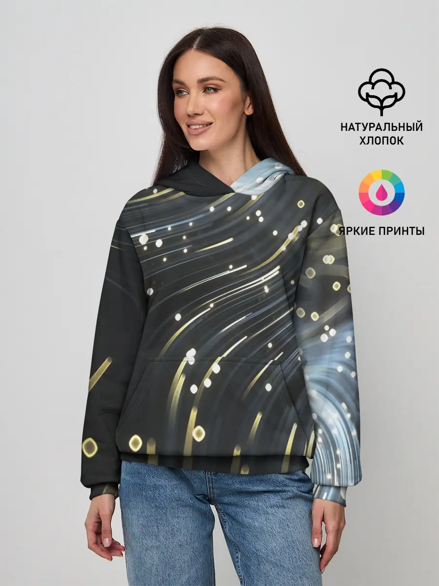 Женское худи / Абстракция искры полосы боке