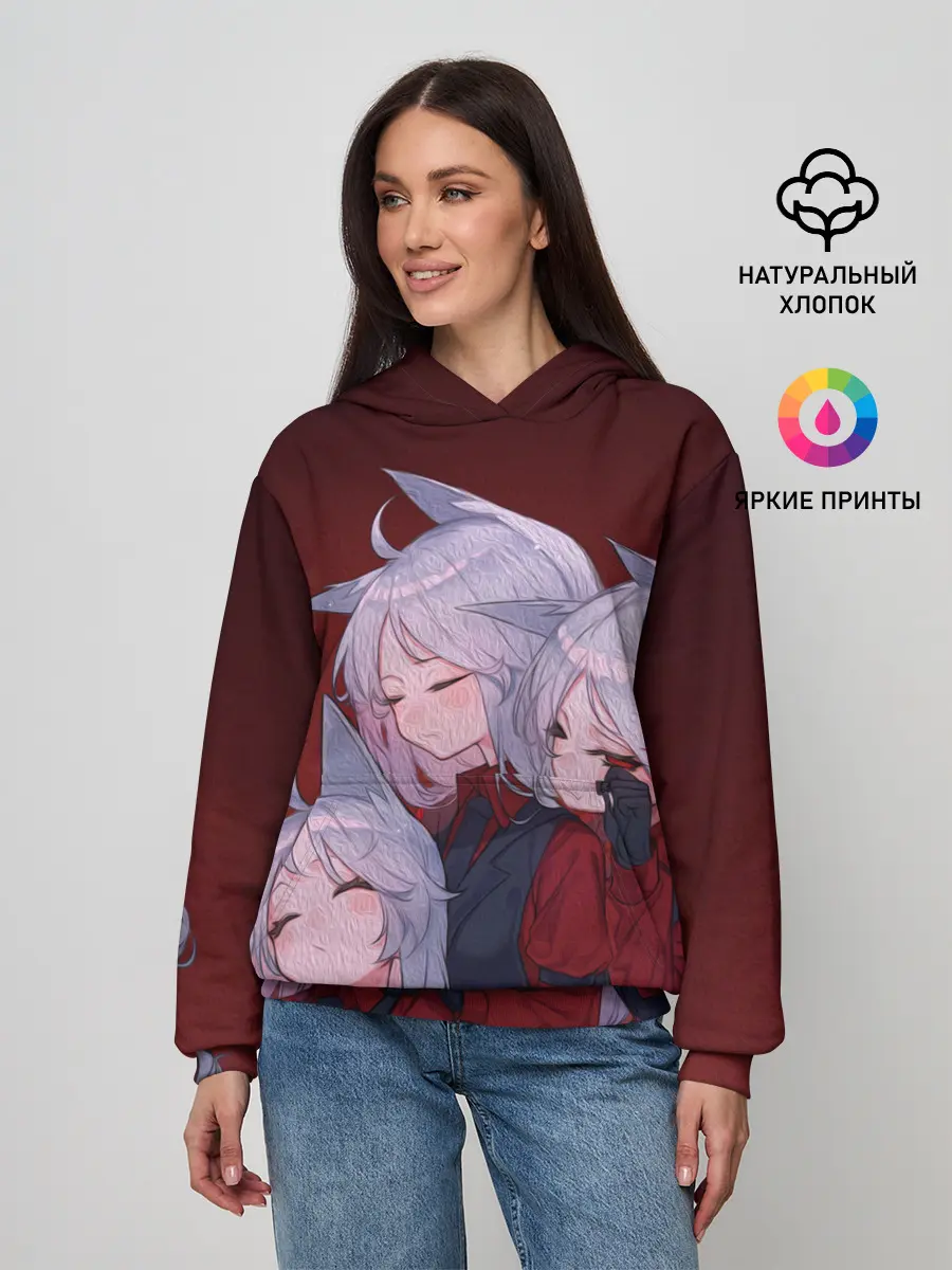 Женское худи / Cerberus обнимаются втроем Helltaker