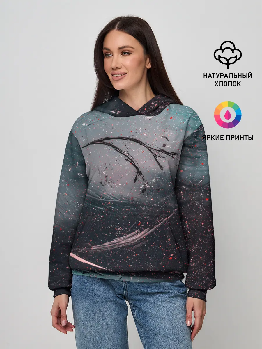 Женское худи / Абстракция краска разводы кап