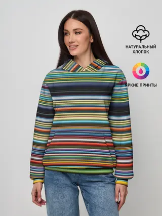 Женское худи / РАзноцыетные линии полосы хаос