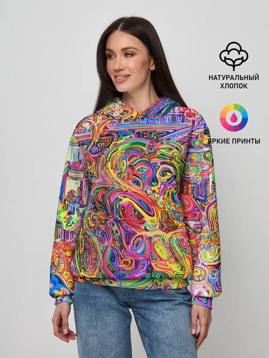 Женское худи / НЕОНОВЫЕ ЛИНИИ / АБСТРАКЦИЯ