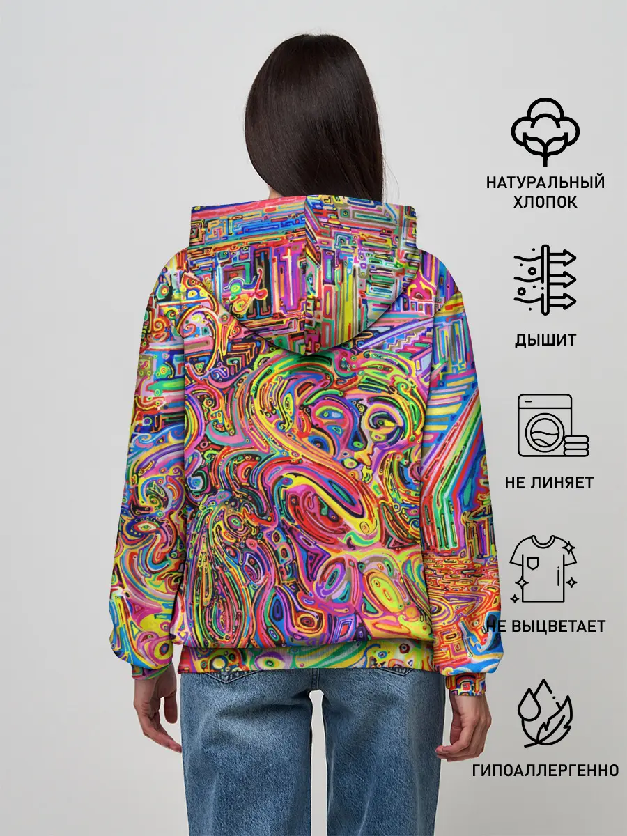 Женское худи / НЕОНОВЫЕ ЛИНИИ / АБСТРАКЦИЯ