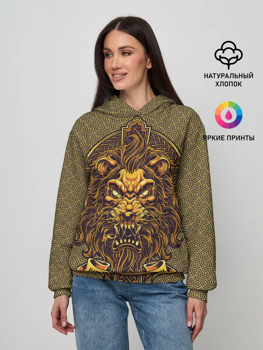 Женское худи / Золотой лев на кресте