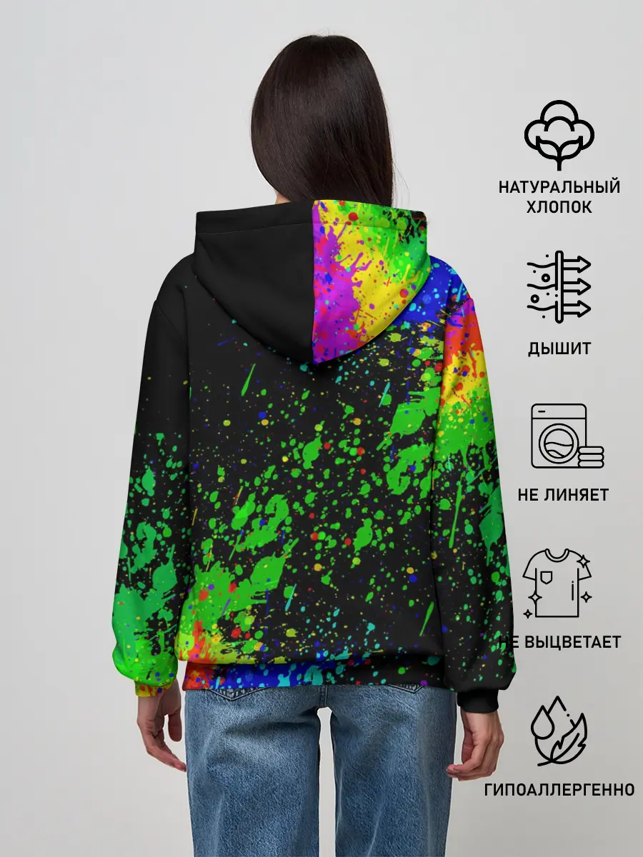 Женское худи / Врывающийся Монки. Радужный фон