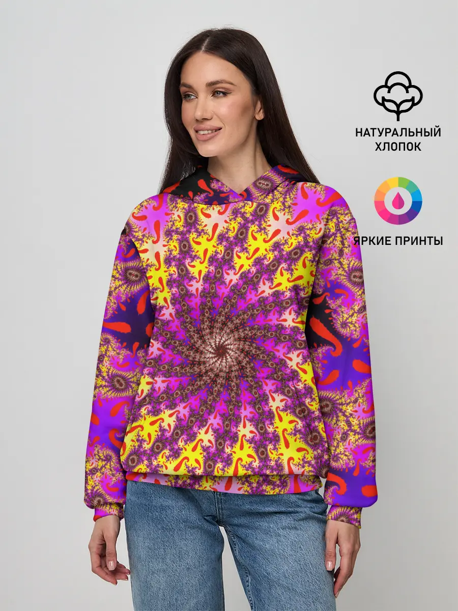 Женское худи / НЕОНОВЫЙ РОЗОВЫЙ ФРАКТАЛ