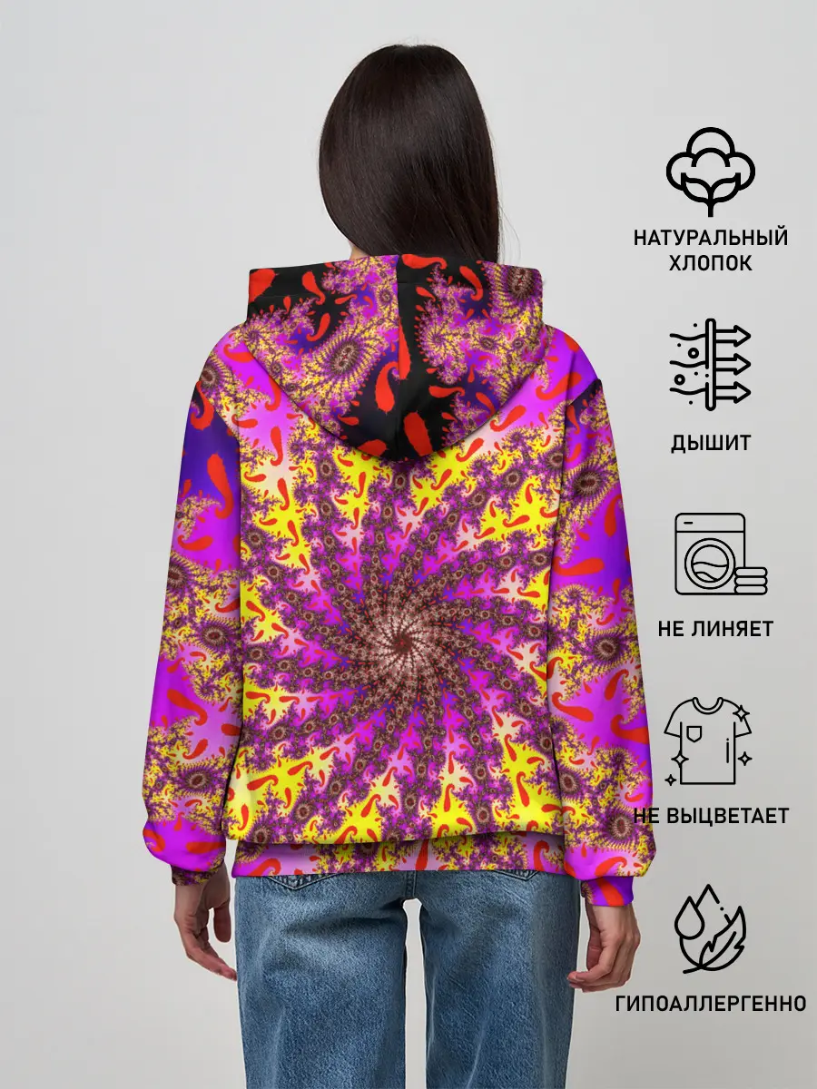 Женское худи / НЕОНОВЫЙ РОЗОВЫЙ ФРАКТАЛ