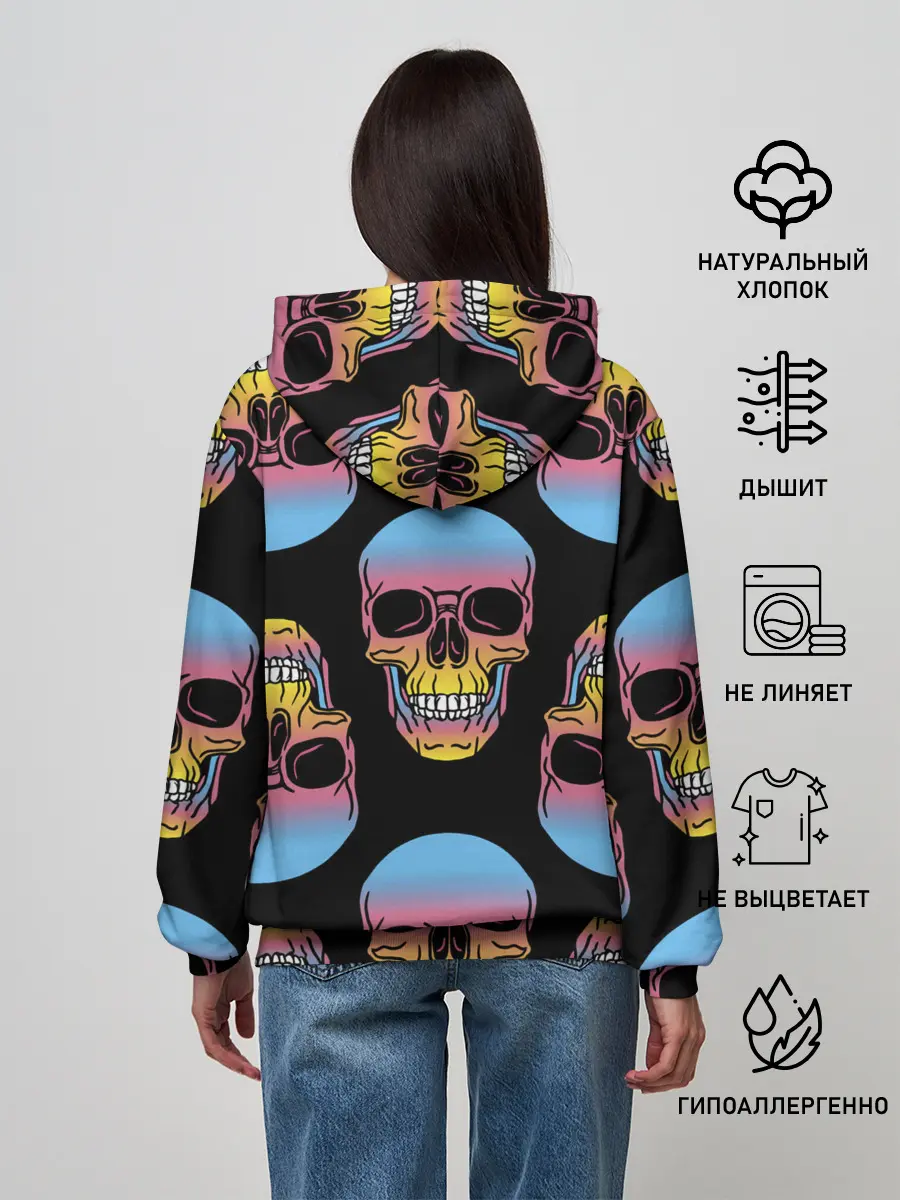 Женское худи / Neon skull