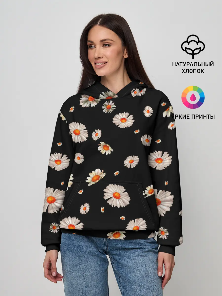 Женское худи / Ромашки в ночи