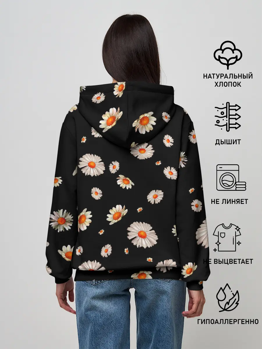 Женское худи / Ромашки в ночи
