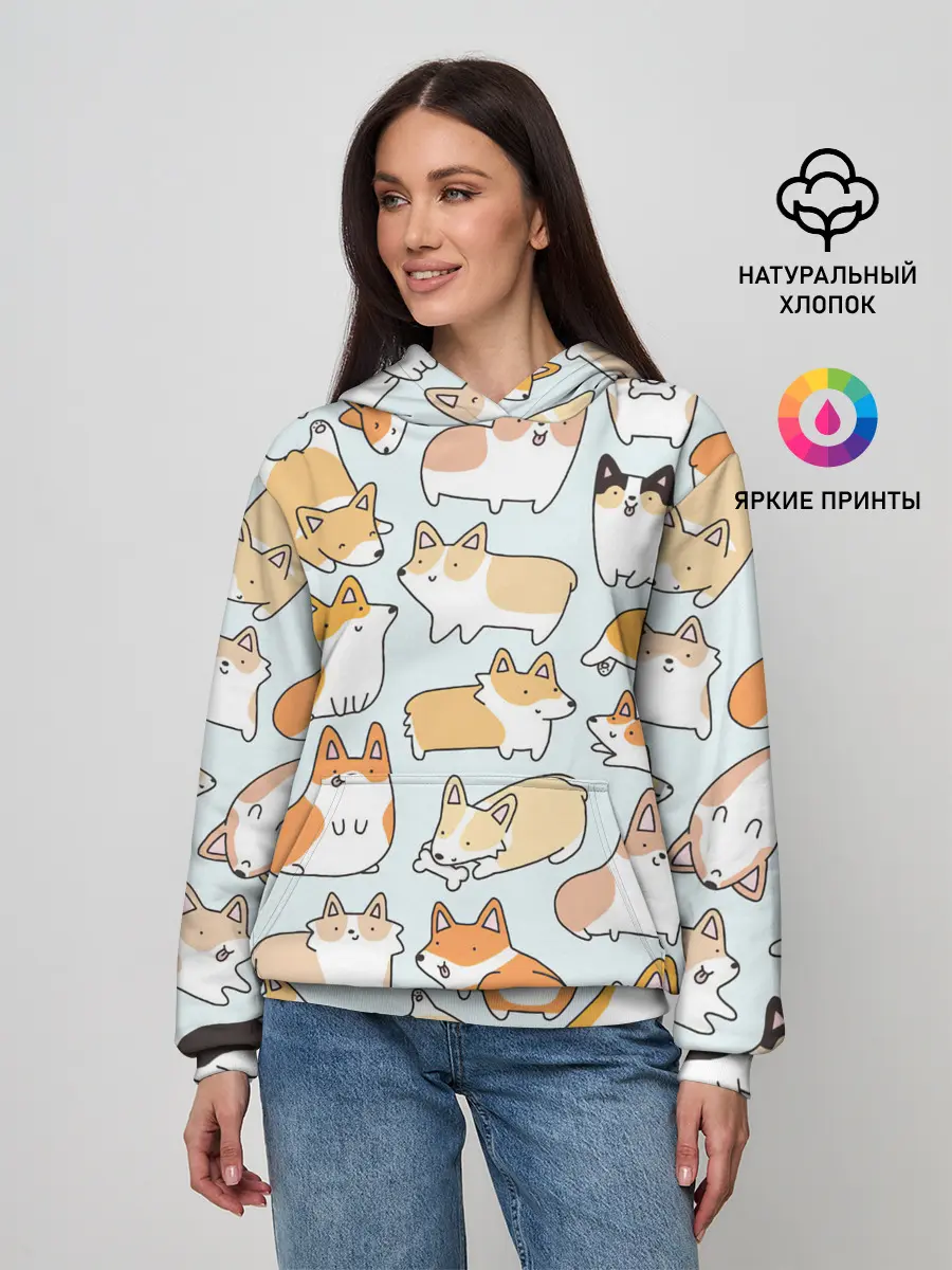 Женское худи / Стая корги