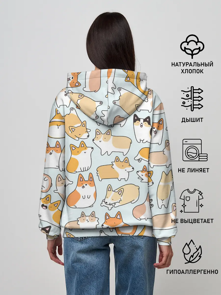 Женское худи / Стая корги