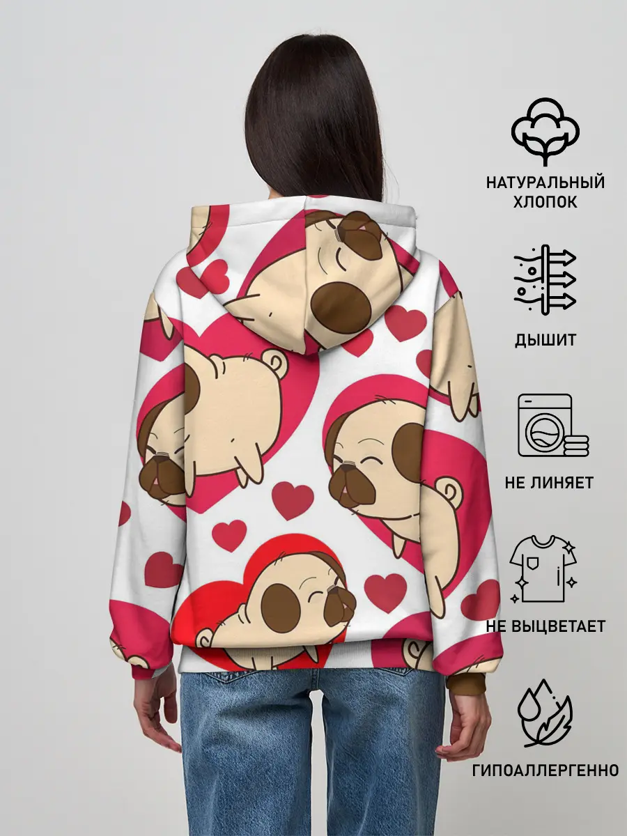 Женское худи / Мопсики