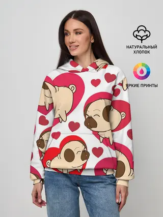Женское худи / Мопсики