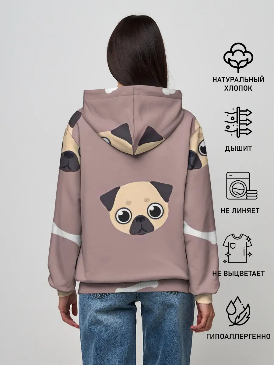 Женское худи / Мопсины мордашки