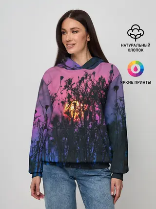 Женское худи / Трава растения закатный свет