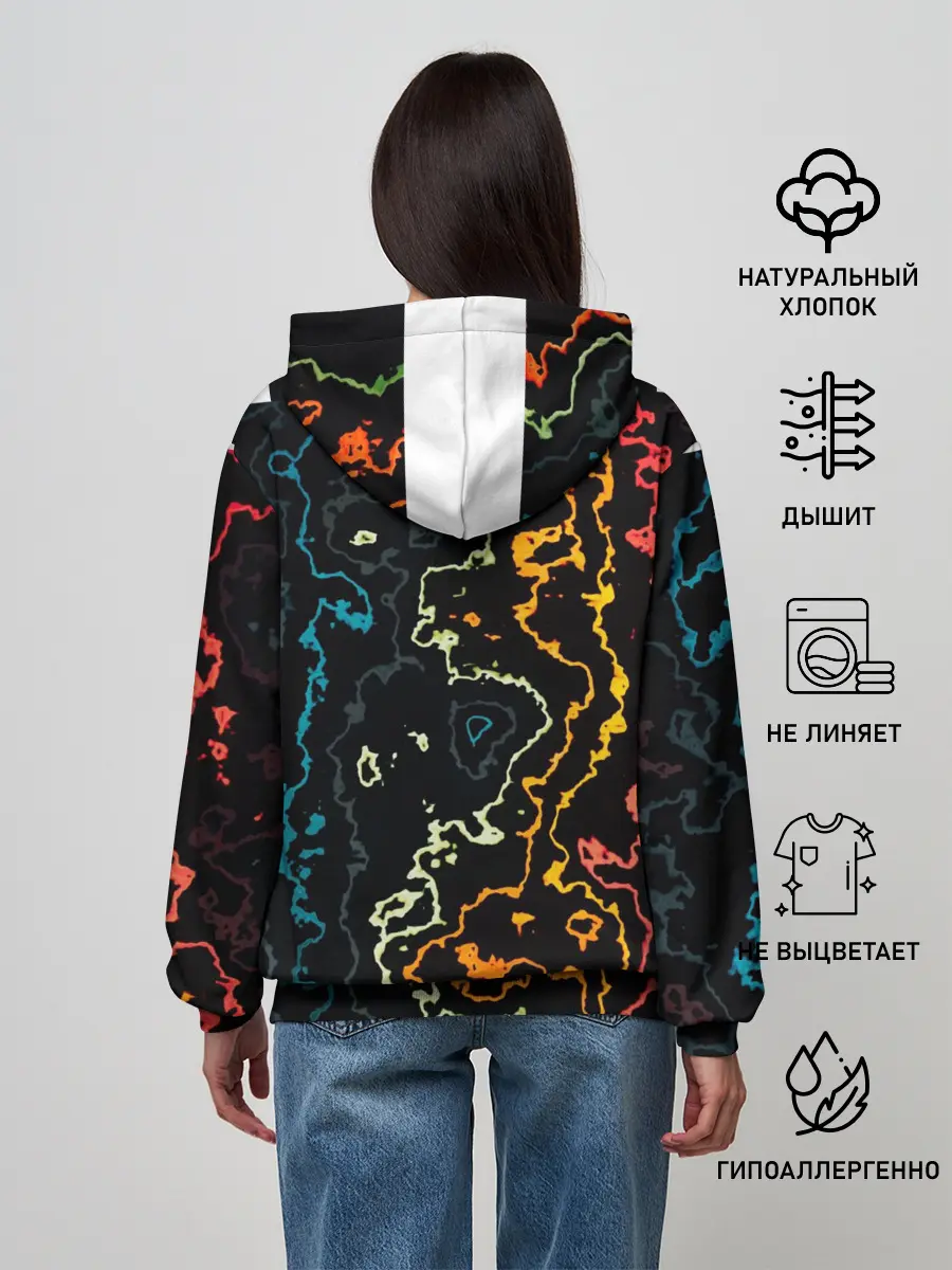 Женское худи / линий,цветной,черный