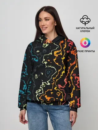 Женское худи / линий,цветной,черный