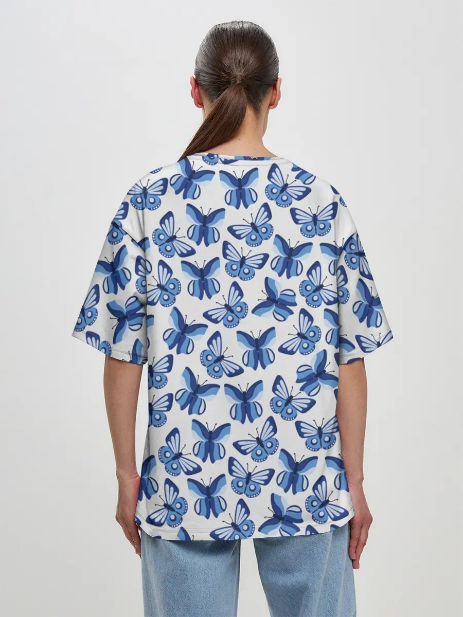 Женская футболка оверсайз / Бабочки / Butterflies