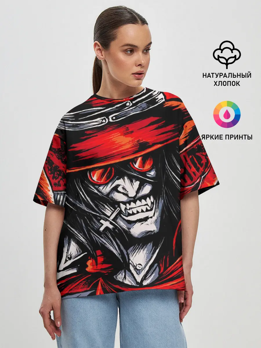 Женская футболка оверсайз / ALUCARD IN RED
