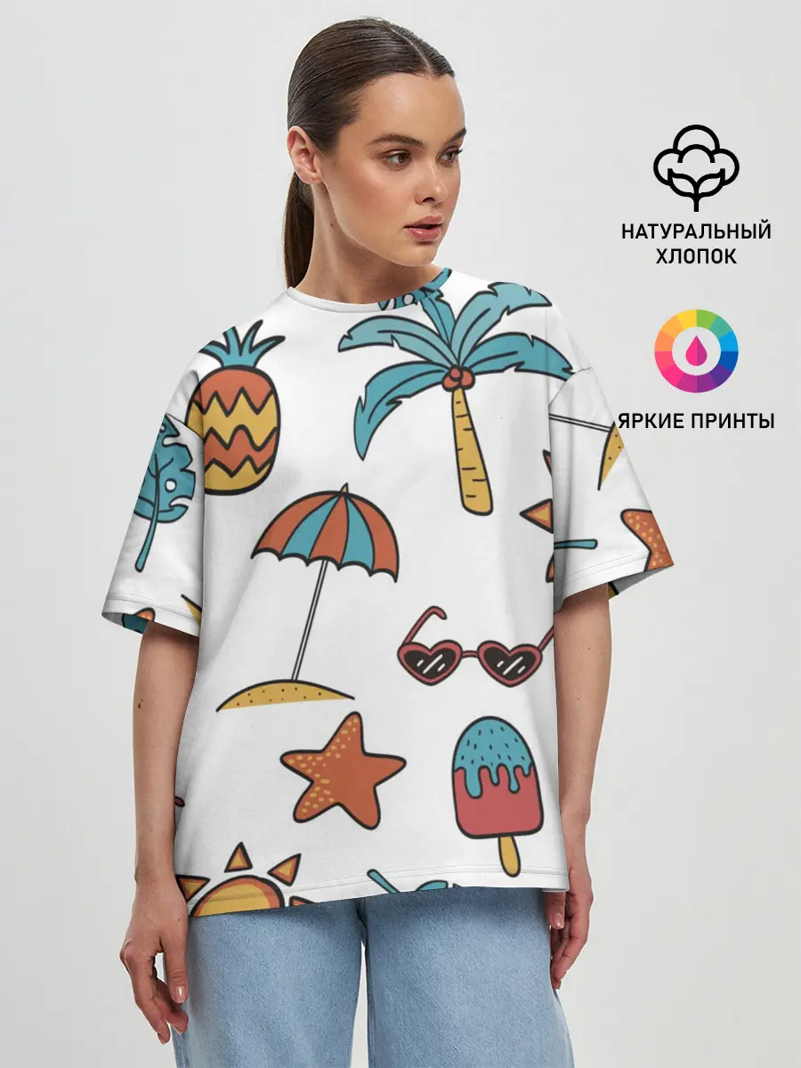 Женская футболка оверсайз / Summer with love