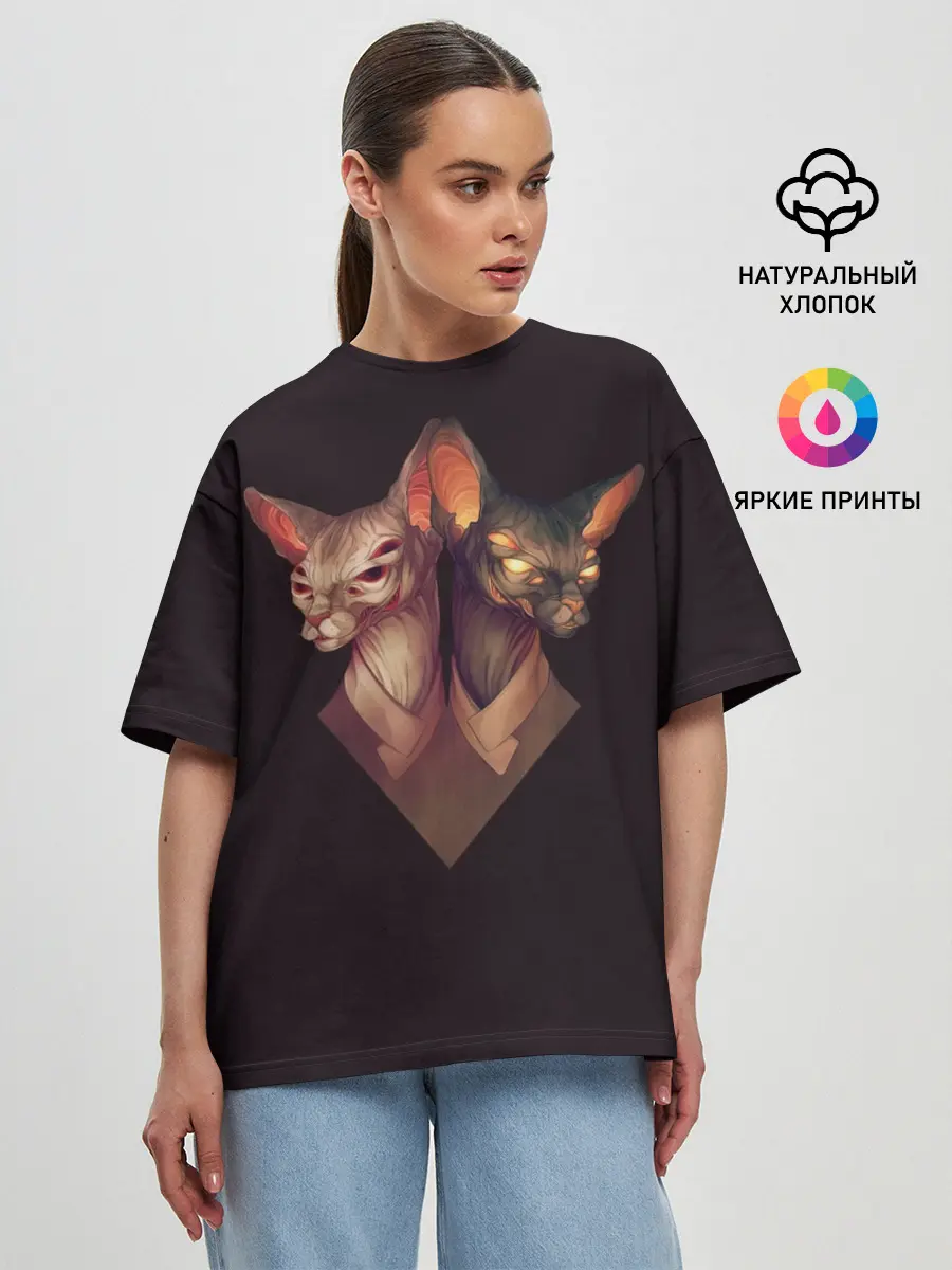 Женская футболка оверсайз / Mystical Sphinxes