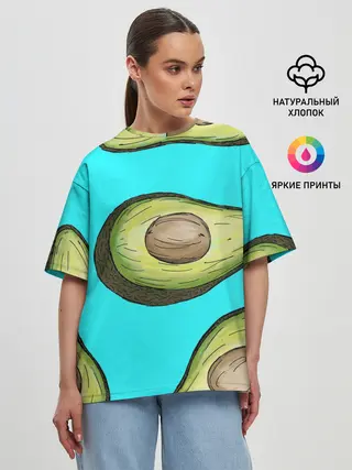 Женская футболка оверсайз / Авакадо