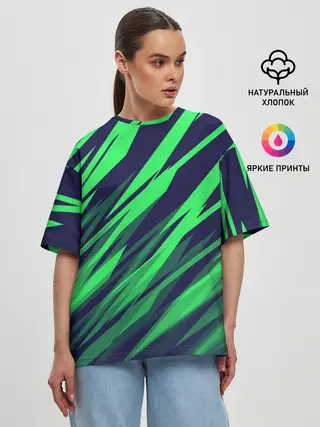 Женская футболка оверсайз / Абстрактный дизайн ,,Зелень